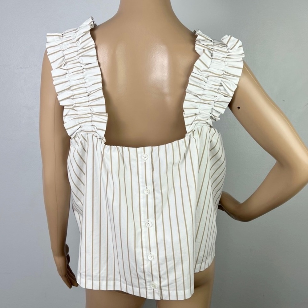 FRAME STRIPED RUFFLE STRAP COTTON TOP - Picture 9 of 11
